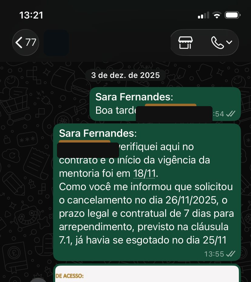 Conversa real de WhatsApp — Reembolso barrado