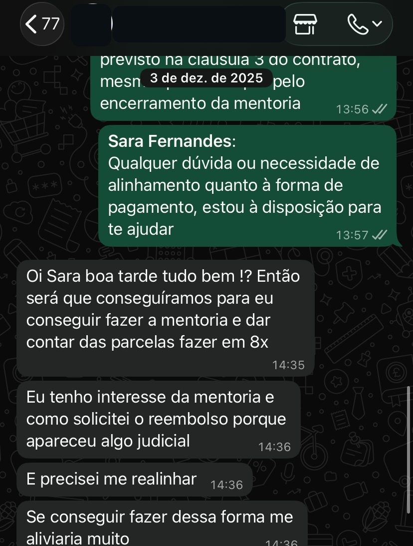Conversa real de WhatsApp — Renegociou em 8x